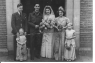 Gwen Gurney and Jack Higgs Wedding, Ken and Edna Gurney attendants, Sandra Stuart and Janet Hatch flowergirls c. 1945
