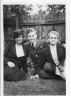 Rose (Horwood) Gurney, Ken Gurney (c. 21 yrs), Edna Gurney (c.15 yrs), garden at Kelmscott Close, Watford